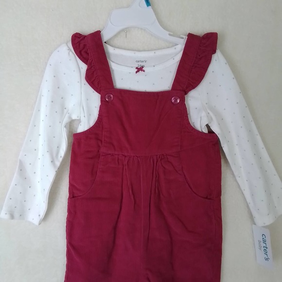 Carter's Baby 2-Piece Corduroy Overall Set Girl's Size‎ 24mo in Pink, White - Picture 14 of 14